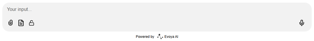 Screenshot: Chat input field with icons for text entry, microphone, and file upload