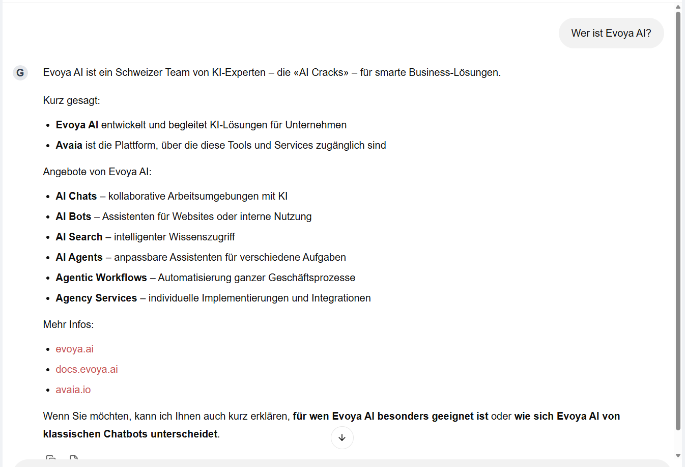 Chat-Ansicht mit laufender Konversation