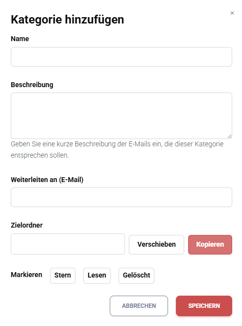 Define a category in the pop-up