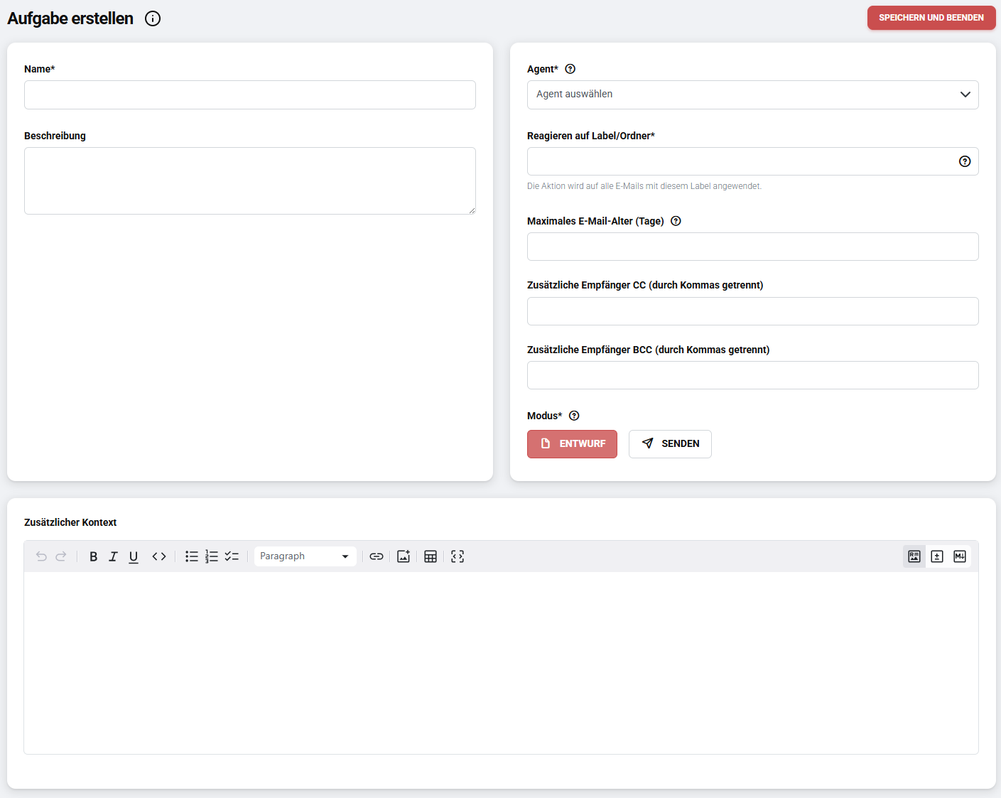 Email response settings