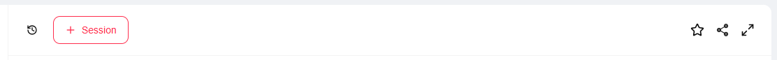 Screenshot: Header area with icons for new session, favorites, and sharing
